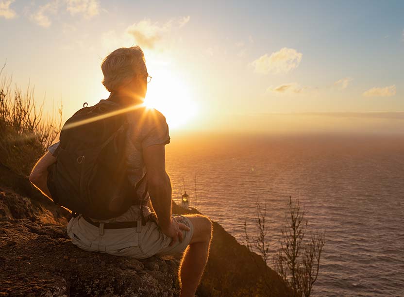 man and sunset